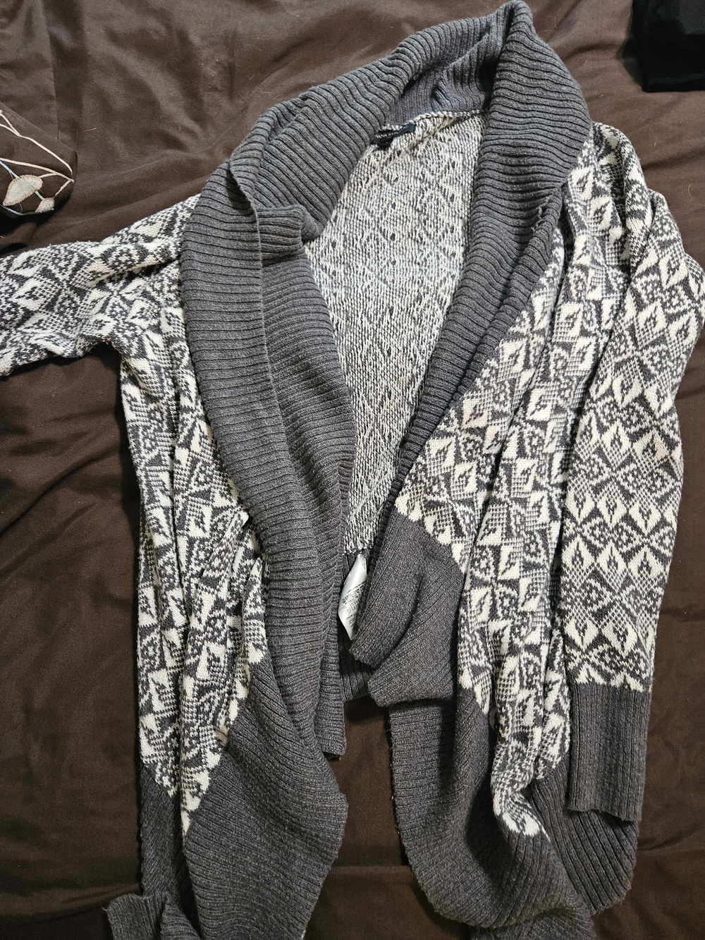 Banana Republic Gray and Cream Shawl-Collar Cardigan